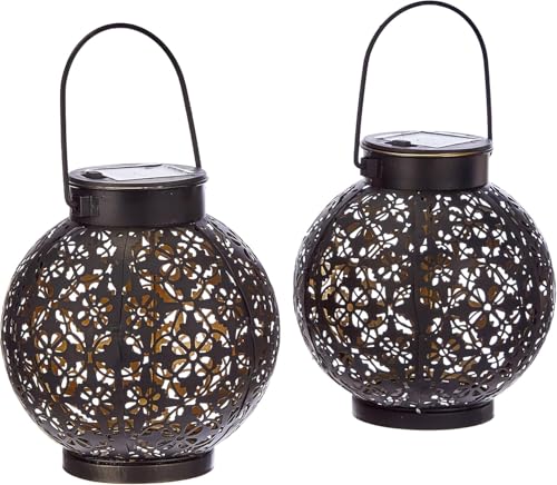 Gadgy Orientalische Solarlampen - 2er Set Wasserdichte Hängende Marokkanische Laternen für Garten, Balkon & Außendekoration, Wetterfeste Außenleuchten von Gadgy