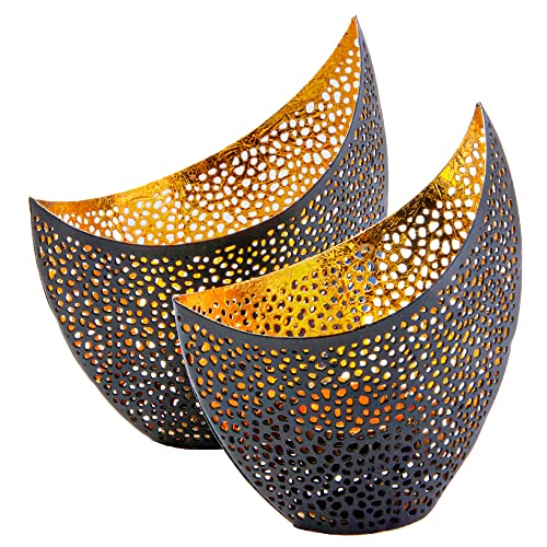 Teelichthalter Deko Wohnzimmer Modern Gold - 2 stück Kerzenständer - Tischdeko - Windlichter - Deko Wohnung - Deko Gold - Wohnzimmer Dekoration - Kerzenhalter Tischdeko - - Windlicht Tischdeko von Gadgy