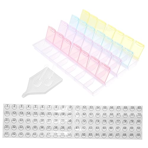 Gadpiparty 1 Satz Aufbewahrungsbox für Diamantmalerei Fächer Öffnungsplatte Zahlenaufkleber für Schmuck Perlen und Bastelzubehör Transparenter Organizer für DIY Projekte von Gadpiparty