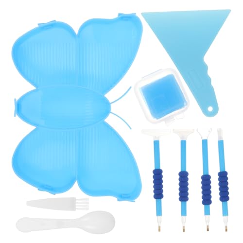 Gadpiparty 1 Satz DIY Point Diamond Pen Set Diamantkunstmalerei Diamantkunst-Sortiertabletts Diamond Art Perlen sortieren das Tablett mit Schaufeln Sortierfach für Perlen Plastik Himmelblau von Gadpiparty
