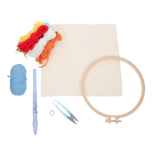 Gadpiparty 1 Satz DIY Punch Stickerei Set für Runde Stoffbasis Schere Faden und Zubehör Handwerk im Kleinen Regenbogen Stil für Zuhause von Gadpiparty