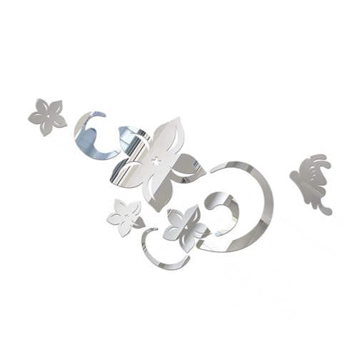 Gadpiparty 1 Satz DIY Spiegel Wandtattoo Blumenform Wanddeko Selbstklebend für Wohnzimmer Schlafzimmer Büro Stilvolle Wohnraumdekoration mit Einzigartigem Blütenmuster von Gadpiparty