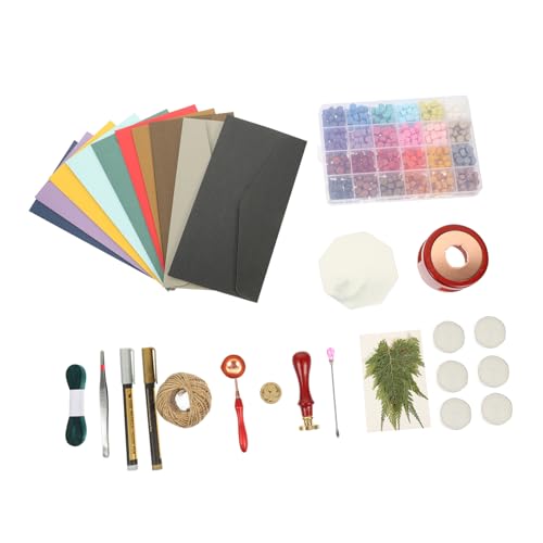 Gadpiparty 1 Satz DIY Wachsiegel mit Stempeln Dekorationskit für Einladungen Geschenkboxen und Retro Briefe Individuell Gestaltbare Wachsperlen für Projekte von Gadpiparty