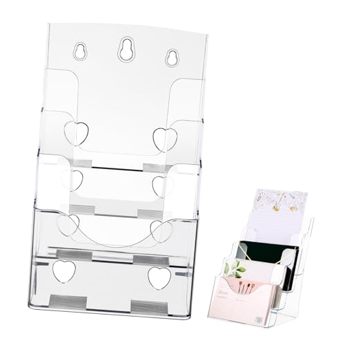 Gadpiparty 1 Stück Daten-Rack-Box Rack für Broschüre ausstellen Desktop-Dokumenten-Organizer bücherstützen bücherregal Stufenliteraturhalter Prospekthalter Tischplatte Plastik Transparent von Gadpiparty