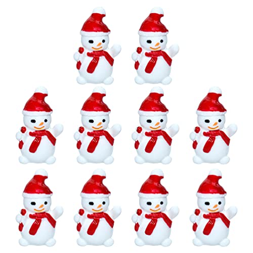 Gadpiparty 10 Miniatur-Weihnachts-Schneemann-Figuren Winzige Weihnachtsfiguren Mini-Harz-Schneemänner Mikro-Landschafts-Ornamente Zubehör für Kuchen-Puppenhaus-Dekore Rot von Gadpiparty