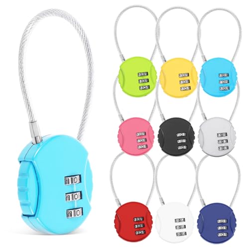 Gadpiparty 10 Stück Teiliges Metall gepäckschloss mit Einstellbarem Zahlencode Flexibles Stahlseil Robustes Reiseschloss für Koffer Rucksäcke Schränke Vielseitig Einsetzbar Farblich Gemischt von Gadpiparty