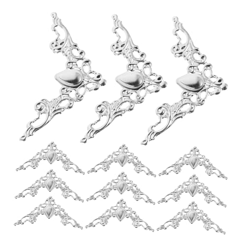 Gadpiparty 100 Stück Teiliges Vintage Metall Eckschutz für Möbel Holzboxen Bilderrahmen Hohles Blumen-Design Dekorative Schutzecken für DIY Projekte Rostfreier Eisen Kantenschutz Silberfarben von Gadpiparty