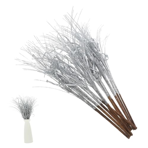 Gadpiparty 12 Stück Teiliges Künstliche Weihnachtszweige mit Silbernem Glitzer Langlebige Deko Stiele aus Draht und Kunststoff als Weihnachtsbaum Deko Tisch und Partyfüllung von Gadpiparty