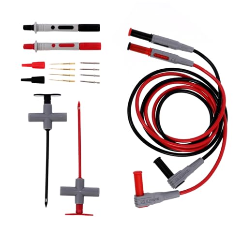 Gadpiparty 16 Stück Teiliges Multimeter Testleitungs Hitze Kältebeständigen Silikonisolierten Prüfspitzen Flexiblen Messleitungen Komfortablen Griffen und Goldplattierten Nadeln für Präzise von Gadpiparty