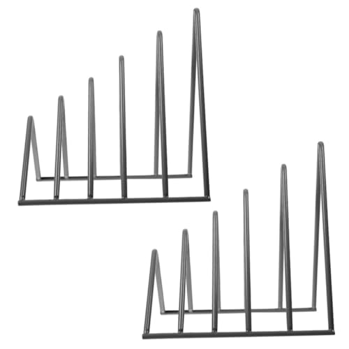 Gadpiparty 2 Stück Bücherregal aus Stabiler Buchständer für Ordnung Schreibtisch Multifunktionaler Organizer für Zeitschriften Schwarzes Design von Gadpiparty