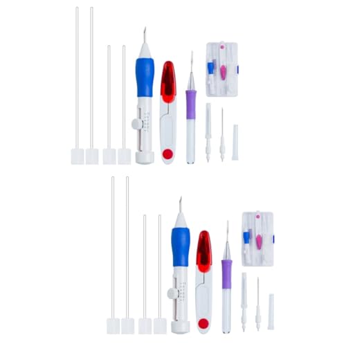 Gadpiparty 2 Stück DIY Stickerei Stift Punch Needle Set Handwerkzeug für Anfänger Nadel und Garn für Kreative Projekte und Textile Dekorationen von Gadpiparty