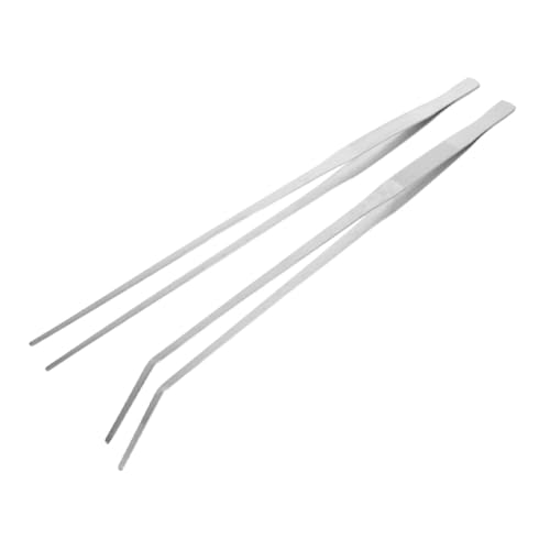 Gadpiparty 2 Stück Edelstahl Reptilien Futterzange Gerade und Gebogene Pinzette Ergonomisch Rutschfest Vielseitig für Aquarium Terrarium Pflege und Präzises Füttern von Gadpiparty