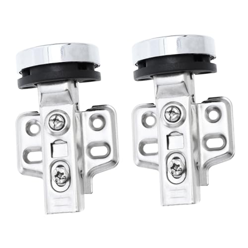 Gadpiparty 2 Stück Hydraulisches Dämpfer Glasscharnier Verdeckte Halbscharniere mit Polsterfunktion Robustes Türscharnier für Küchenschränke Sanftes Öffnen Einstellbar Rostfrei Innenliegend von Gadpiparty