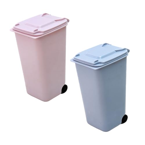 Gadpiparty 2 Stück Mini Desktop Mülleimer Abfalleimer für Schreibtisch und Tisch Dekorativer Müllbehälter und Blau für Zuhause Büro und Studentenwohnheim von Gadpiparty