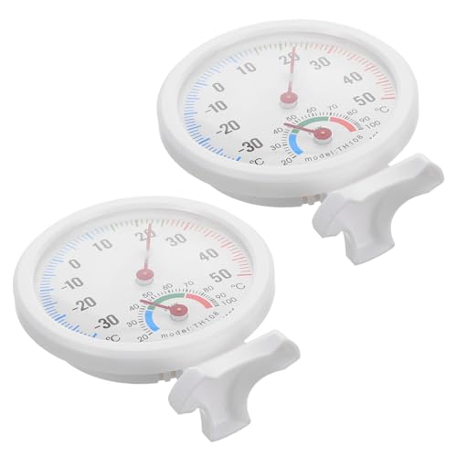 Gadpiparty 2 Stück Rundes Hygrometer Thermometer Präzise Temperatur Feuchtigkeitsmessung Für Kühlschrank und Luftbefeuchter Kompaktes Raumklima messgerät Für Innen Außenbereich von Gadpiparty