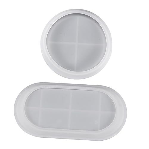 Gadpiparty 2 Stück Teiliges Silikon Tablett Rechteckig und Rund DIY Gießform für Resin Schmuckschale Bastelplatte Langlebig und Einfach zu Verwenden von Gadpiparty
