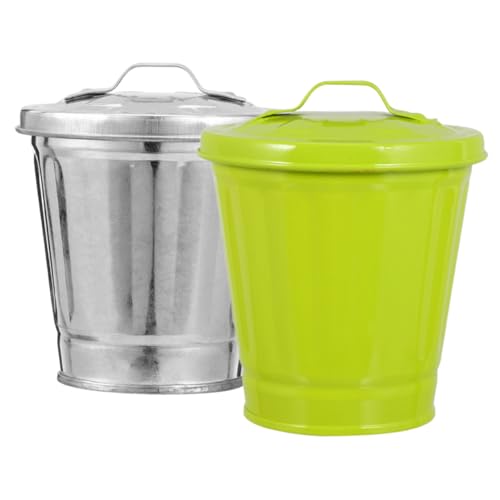 Gadpiparty 2 Stück Tischaufbewahrungsglas Mini Behälter einfach winzig Schreibtisch Mülleimer Küche kleiner Mülleimer Tabletop -Müll können Schreibtischmüll kann Desktop-Abfall kann Metall von Gadpiparty
