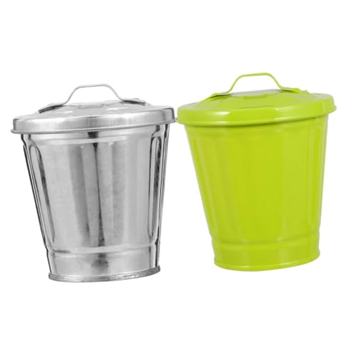 Gadpiparty 2 Stück Tischaufbewahrungsglas winzig einfach Mini Behälter Schreibtischabfall Eimer Desktop-Mülleimer Desktop-Speicher kann Desktop-Abfall kann Müll kann Metall von Gadpiparty