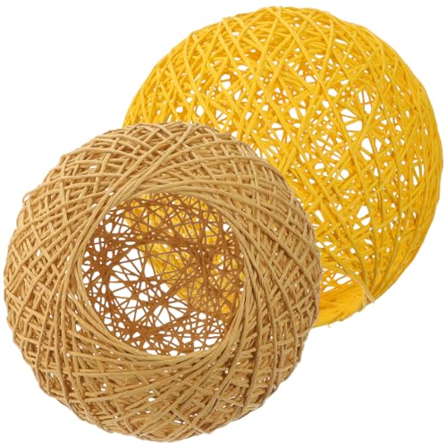 Gadpiparty 2 Stück Woven Lampenschirme für Deckenlampen Rustikale Beleuchtung Natur und Gelb Einfache Installation für Wohnzimmer Schlafzimmer und Veranstaltungen von Gadpiparty
