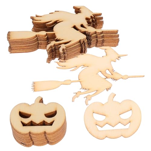 Gadpiparty 20 Stück Teiliges Halloween Holzdekoration Kürbis Hexen-holzscheiben DIY Bastelholzplatten für Partydeko Leicht Naturbelassen für Kreative Halloween-accessoires und Fotoshootings von Gadpiparty