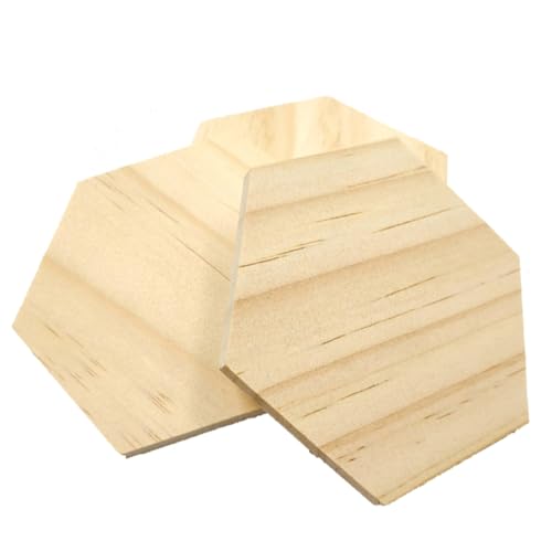 Gadpiparty 25 Stück Hölzerne dekorative Holzscheiben Dekoration Untersetzer leer sechseckig Glücklich Name Dekorative Form dekorativer Ausschnitt unvollendetes Sechseck Sechskantdekor Bambus von Gadpiparty