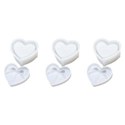 Gadpiparty 3 Sätze Diy Silikonform Herzförmige Aufbewahrungsbox mit Schleifen Design Wasserfeste Epoxidharz Gießform für Bastelprojekte und Geschenkverpackungen von Gadpiparty