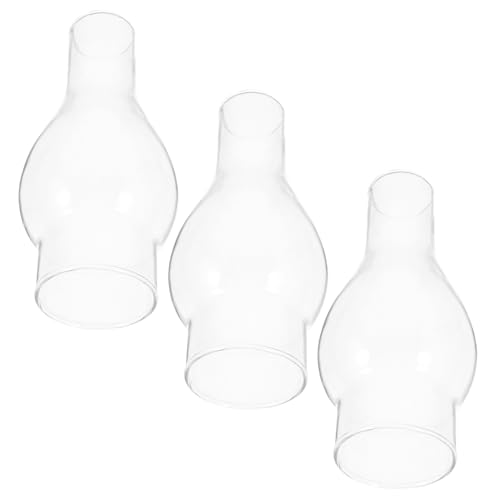 Gadpiparty 3 Stück Teiliges Klarer Glasschornstein für Petroleumlampe Windgeschützter Ersatzlampenschirm aus Hitzebeständigem Glas Geeignet für Öl laternen Vintage öllampen Zubehör für von Gadpiparty