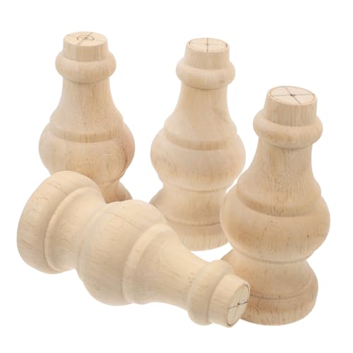 Gadpiparty 4 Stück Holz Möbelbeine Runde Ersatzfüße für Sofas Schränke und Kommoden Holzbauweise Installieren Vintage Stil für Elegantes Wohndesign von Gadpiparty