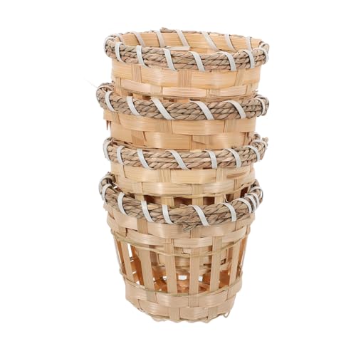 Gadpiparty 4 Stück Mini handgewebter Lampenschirm aus natürlichem Holz DIY Blanko Oberfläche für Tischleuchten von Gadpiparty