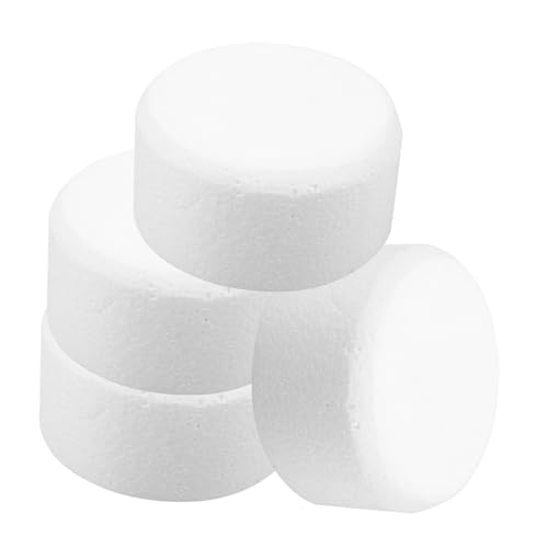 Gadpiparty 4 Stück Runder Kuchen Dekoration Kuchen verzieren Kuchenform Kuchen -Topper Polystyrol Schaumkuchen Bäckerei Kuchen Dummies Werkzeug zum Malen von Kuchen gefälschter Kuchen Weiß von Gadpiparty