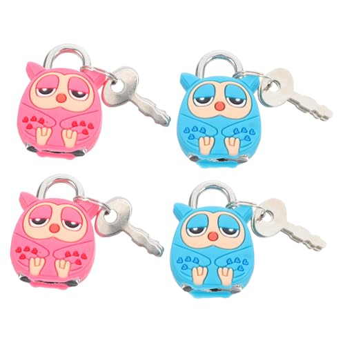 Gadpiparty 4 Stück Teiliges Mini Metall Vorhängeschloss mit Schlüssel Cartoon Design Kleine Sicherheitsschlösser für Handtaschen Tagebücher Reisetaschen und Heimschränke Robust und von Gadpiparty