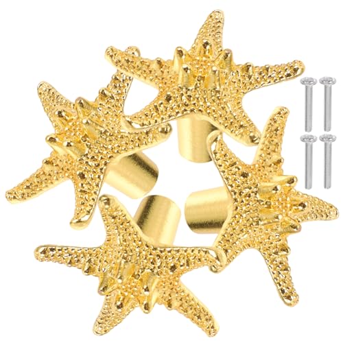 Gadpiparty 4 Stück Teiliges Retro Goldene Seestern Möbelgriffe Schubladengriffe Türgriffe für Küchenschränke und Schränke Ersatzlösungen für Stilvolle von Gadpiparty