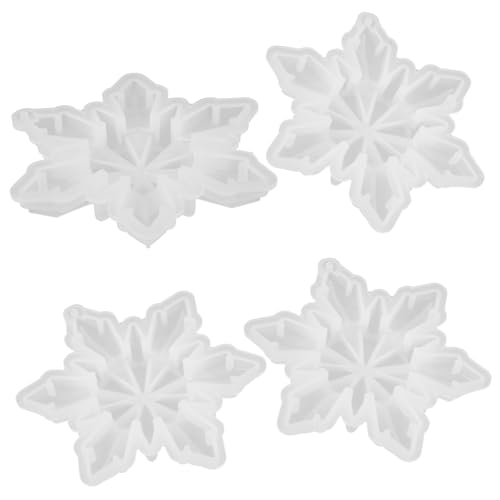 Gadpiparty 4 Stück Teiliges Silikonform Schneeflockenform für DIY Epoxidharz Gießen Flexible Dekorative Weihnachtsanhänger Form Reißfest Leicht Entformbar Langlebig für Bastelprojekte von Gadpiparty