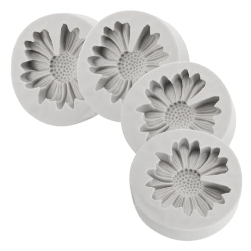 Gadpiparty 4 Stück Teiliges Silikonform mit Sonnenblumen Margeriten und Chrysanthemen Hitzebeständig Wiederverwendbar Flexibel für Harz und Wachsgießen Kompakt für Auto Büro und von Gadpiparty