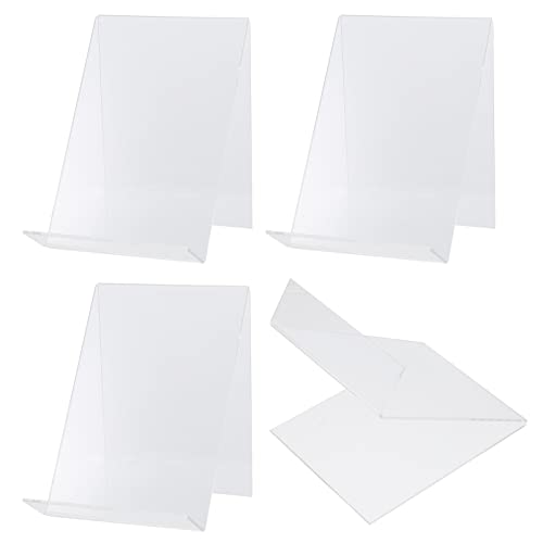 Gadpiparty 4 Stück Transparenter Acryl Buchständer Kreativer Schrägsteller für Bücher Dateien und Kunstwerke für Schreibtisch und Ausstellungen von Gadpiparty