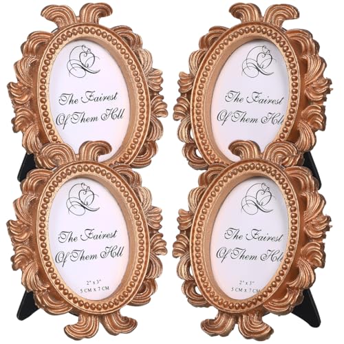 Gadpiparty 4 Stück Vintage Antik Bilderrahmen – Mini Gold Tischplatte Display für Fotografie Home Decor Gadpiparty 4 Stück Vintage Antik Bilderrahmen – Mini Gold Tischplatte Display für Fotografie Home Decor von Gadpiparty