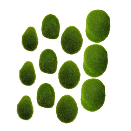 Gadpiparty 40 Stücke Künstliche Moossteine für Mikro Landschaftsschmuck Selbstgemacht Kunsthandwerk Bonsai Ornament Moosbedeckte Steine Realistische Dekoration für Puppenhäuser und Terrarien von Gadpiparty