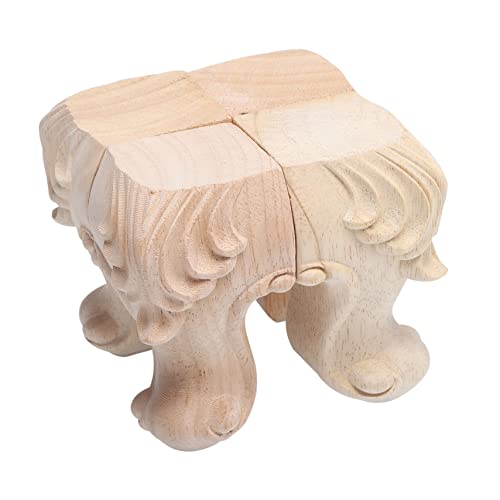 Gadpiparty 4Stücke Holz Schrankbeine Carving Möbel Füße Gummiholz Stabile Tischbeine für Sofas und Kommoden Hohe Tragfähigkeit Vintage Design von Gadpiparty