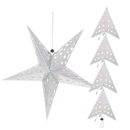 Gadpiparty 5 Stück Teiliges Papier stern Lampenschirme in Silber Dekorative Hängelampen für Hochzeit Party Langlebige Sternform Passend für Lichterketten und Raumdekoration von Gadpiparty
