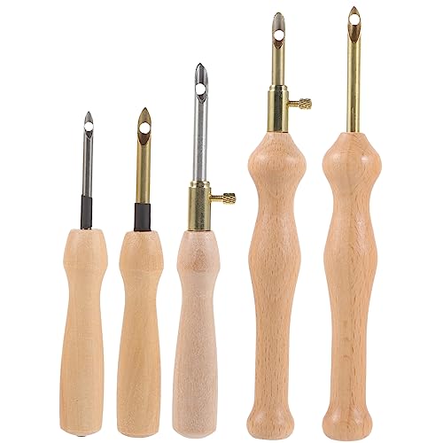 Gadpiparty 5Stücke Teiliges Punch Needles mit Holzgriff Einstellbare Stanznadeln für Stickerei und DIY Kunsthandwerk Geeignet für Stoffe für Vorhänge Kissen und Kleidung von Gadpiparty