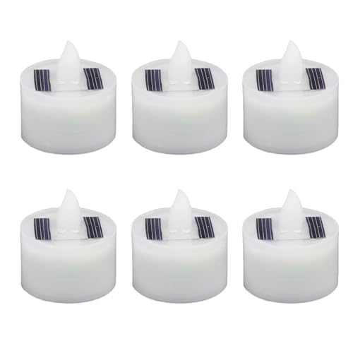 Gadpiparty 6 Stück Solarbetriebene Wasserdichte Elektrische Kerzenlampe Realistisches Teelicht Dekorative Lampe Gelbes LED Spitzkerzen LED Kerzenlicht LED Teelichter von Gadpiparty