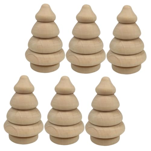 Gadpiparty 6 Stück Teiliges Unvollendete Holz Weihnachtsbaum Deko für DIY Handgefertigte Tischdekoration für Weihnachten Geeignet für Innenräume Wohnzimmer Fenster und Schreibtisch von Gadpiparty