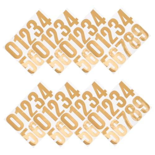 Gadpiparty 8Blatt Wasserfeste Goldene Hausnummern Aufkleber Selbstklebend Reflektierende Nummernschilder Für Briefkasten Fenster Tür Außenbereich von Gadpiparty