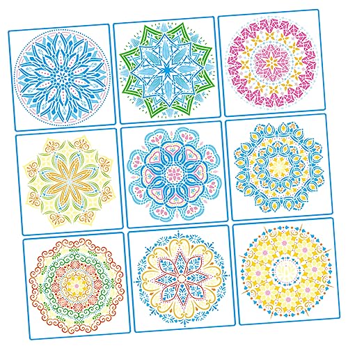Gadpiparty 9 Blätter Mandala Schablonen Große Wand und Fußbodenmalvorlagen für Wandgestaltung Diy Projekte und Home Decor für Fliesen Möbel und Mehr von Gadpiparty
