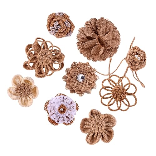 Gadpiparty 9 Stück Teiliges Jute Blumen Dekoration aus Natürlichem Leinengarn Handgefertigt Vintage Rustikal für DIY Hochzeits und Partydeko Umweltfreundlich Leicht und Langlebig von Gadpiparty