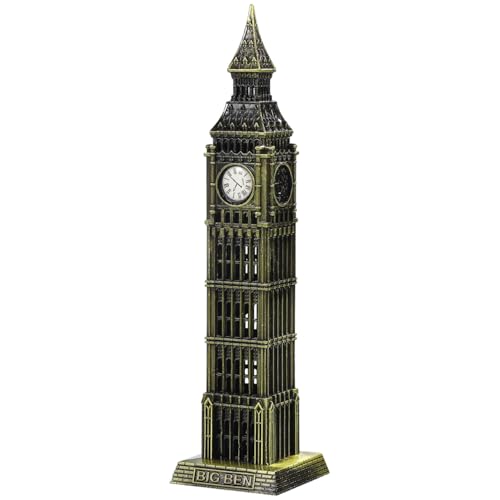 Gadpiparty Big Ben-Statue Architekturmodell Legierung England Big Ben Glockenturm Sammlerfigur Tourismus-Souvenir Tischdekoration, Legierung, Messingfarben von Gadpiparty