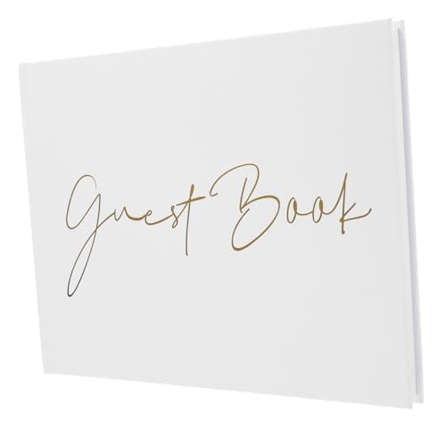 Gadpiparty Das Schild Weiß Personifizieren hängend Gast Braut- Gold Signierbuch für Hochzeitsgäste Gästebuch Hochzeitsfeier Hochzeitswartbuch leeres Hochzeitsbuch Gästebuch für Party Papier von Gadpiparty