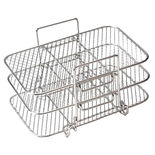 Gadpiparty Edelstahl Heißluftfritteuse Gestell Dreischichtiges Dehydrator Stand Zubehör für Obst Gemüse Dörrgerät Robust Langlebig Spießbar Backen Braten von Gadpiparty