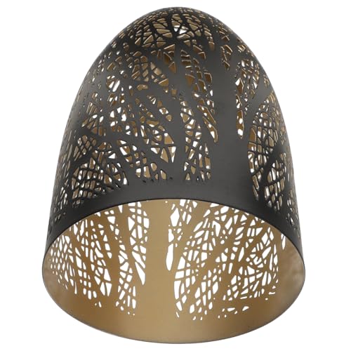 Gadpiparty Eisen Pendelleuchte Lampenschirm Hohl Geschnitten Schwarz Außen Gold Innen Langlebiger Lampenschirm Dekorativ für Wohnzimmer Schlafzimmer Büro Einfache Montage von Gadpiparty
