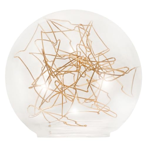 Gadpiparty Ersatzglas Lampenschirm für Pendelleuchte Transparent Runder Glaskörper mit Goldenen Kurven Durchmesser Öffnung für Tisch und Deckenlampen von Gadpiparty